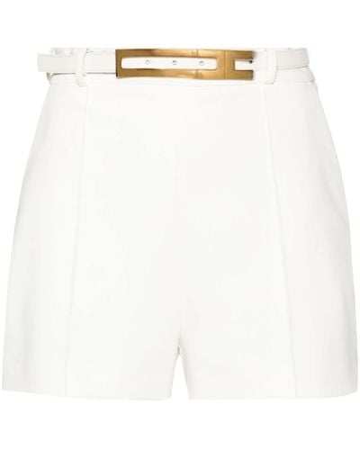 Elisabetta Franchi Belted Crepe Shorts - White