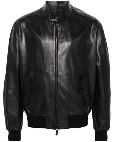 Giorgio Armani Zip-Up Leather Jacket - Black