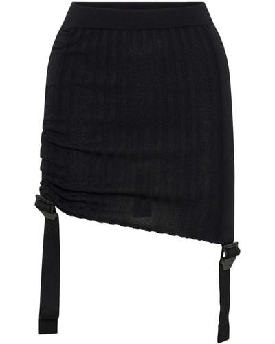 Dion Lee Gathered Ribbed-knit Miniskirt - Black