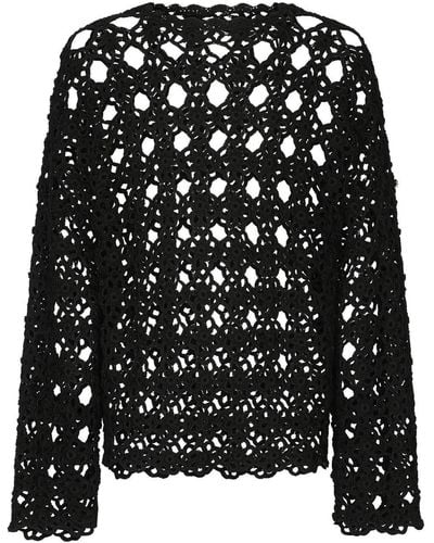 Dolce & Gabbana Cotton Round-neck Sweater - Black