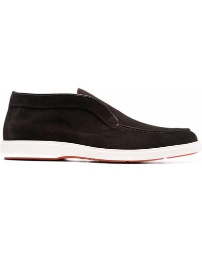 Santoni Pol Elast Leather Loafers - Brown