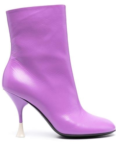 3Juin 100mm Leather Ankle Boots - Purple
