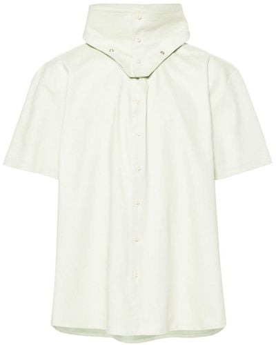AV VATTEV Funnel-neck Cotton Shirt - White