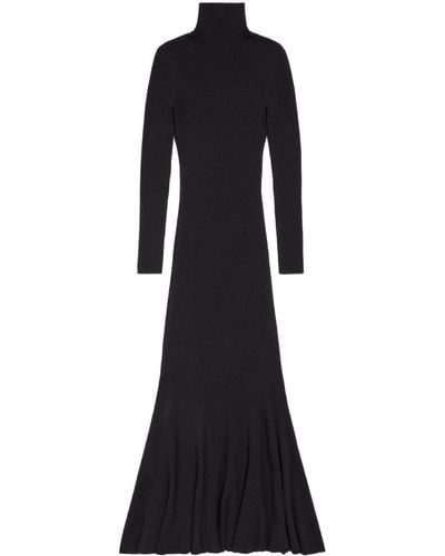 Balenciaga High-neck Cashmere Maxi Dress - Black