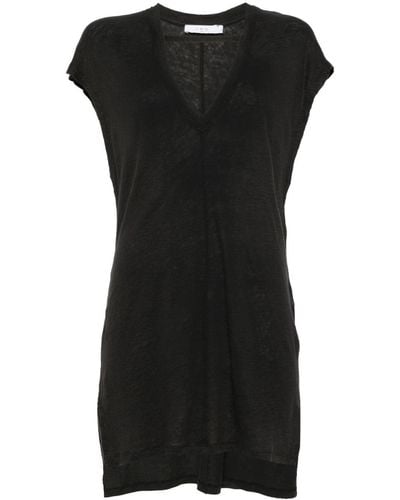 IRO Hadjia Linen T-shirt Dress - Black