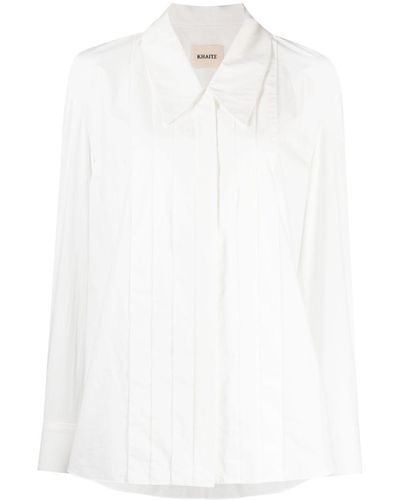 Khaite Dorian Pleated Cotton Shirt - White