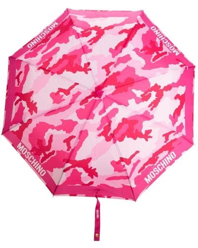 Moschino Logo-print Camouflage-pattern Umbrella - Pink