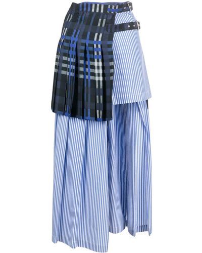 MSGM Falda midi con varios estampados - Azul
