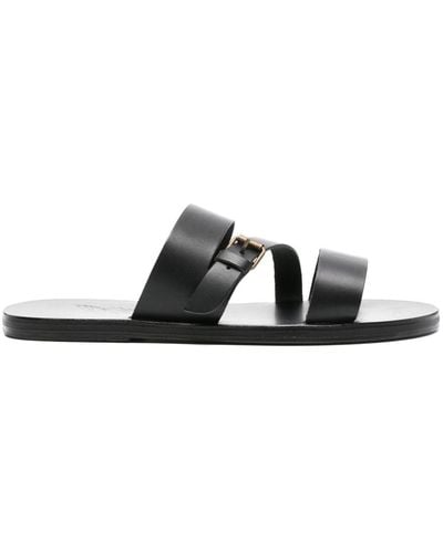 Ancient Greek Sandals Ifiklis Flat Leather Sandals - Black