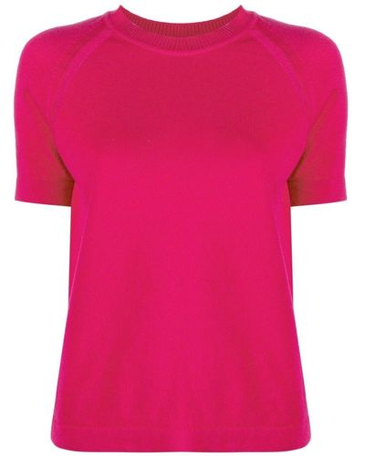 Barrie Short-sleeved Cashmere Top - Pink