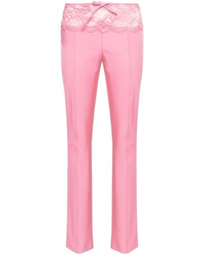 Blumarine Lace-panel Slim-fit Trousers - Pink