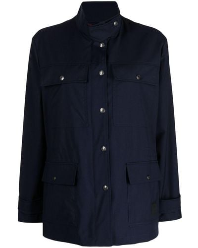 Paul Smith Manteau en laine à poches multiples - Bleu