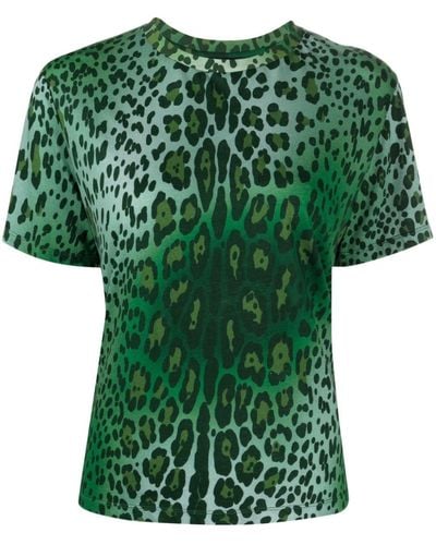 Cynthia Rowley T-shirt en coton à imprimé léopard - Vert