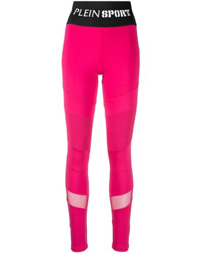 Philipp Plein Logo-waistband High-waisted leggings - Pink