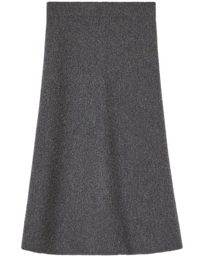 Jil Sander Wool A-line Midi Skirt - Gray