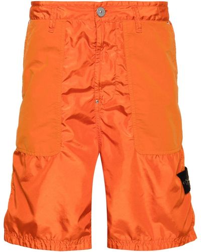 Stone Island Compass-Motif Shorts - Orange