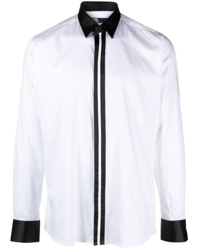 Karl Lagerfeld Popeline-Hemd mit Kontrasteinsatz - Weiß