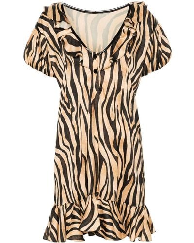 Parlor Ruffle-detail Zebra-print Dress - Black