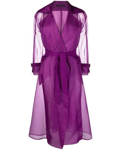 Max Mara Belted Silk Trench Coat - Purple