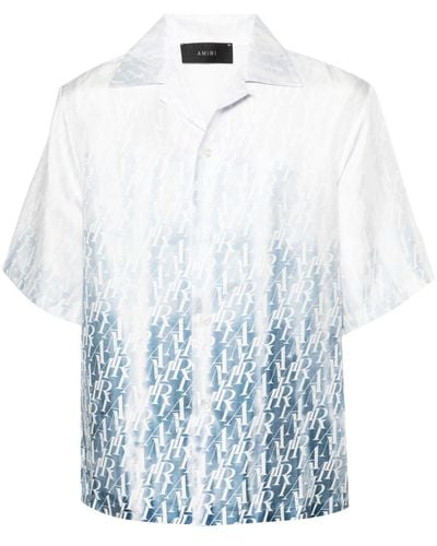 Amiri Logo-Printed Gradient Shirt - Blue
