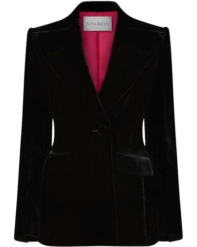 Nina Ricci ベルベット シングルジャケット - ブラック