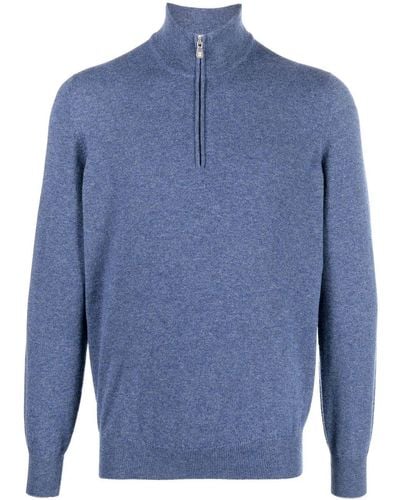 Brunello Cucinelli Knitted Quarter-zip Sweater - Blue