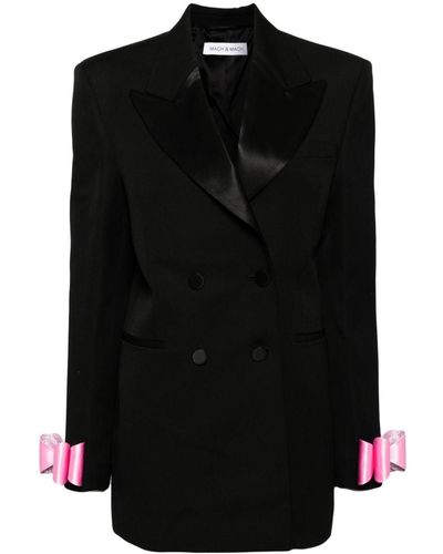 Mach & Mach Bow-embellished Wool Blazer Dress - Black