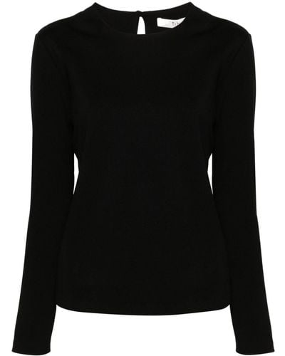 Tibi Stretch-design Longsleeved T-shirt - Black