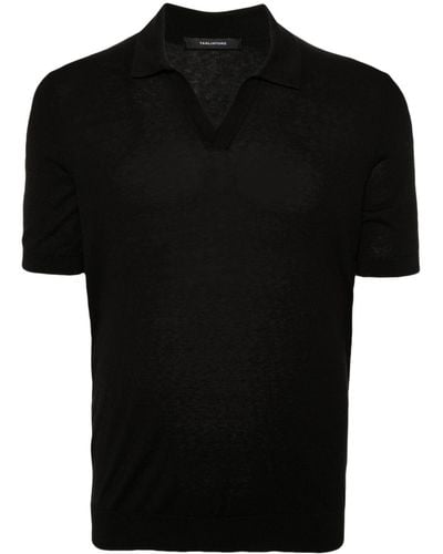 Tagliatore Short-sleeve Silk Polo Sweater - Black