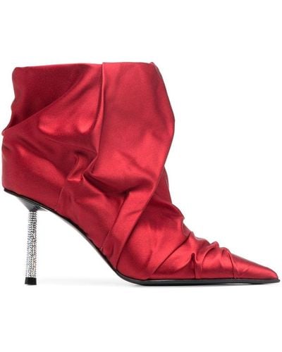 Le Silla Bella 80mm Ruched Ankle Boots - Red