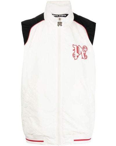 Palm Angels Racing Paddock Monogram-embroidered Vest - White