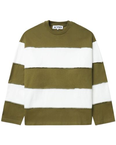 Sunnei Striped Cotton Sweatshirt - Green