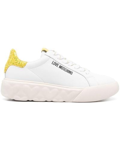 Love Moschino Logo-print Leather Trainers - White