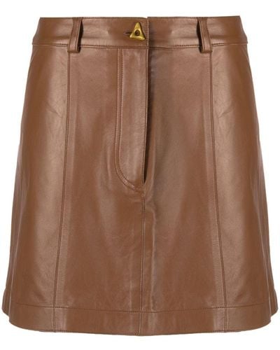 Aeron Rudens Leather Mini Skirt - Brown
