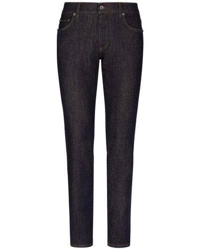 Dolce & Gabbana Jeans slim con placca logo - Blu