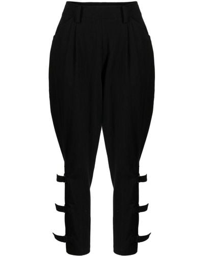 Y's Yohji Yamamoto Tapered-leg Cotton Pants - Black