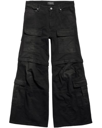 Balenciaga Pantalon cargo en coton à coupe évasée - Noir