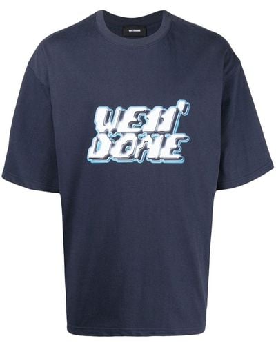 we11done Logo-print Short-sleeved T-shirt - Blue
