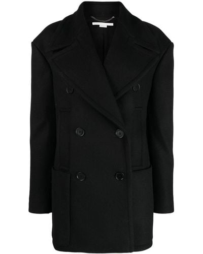 Stella McCartney Wool Double-breasted Coat - Black