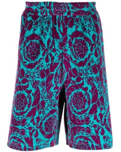 Versace Bermuda Shorts Met Abstract Patroon - Blauw
