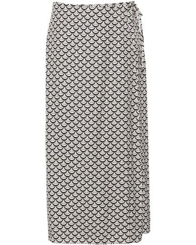 Tommy Hilfiger Graphic-print Wrap Midi Skirt - Grey