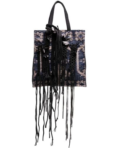 Biyan Braid-detail Embroidered Tote Bag - Black