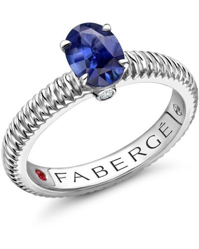 Faberge 18kt White Gold Colours Of Love Sapphire Fluted Ring - Blue
