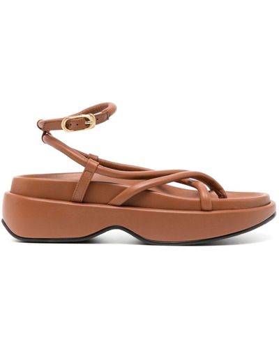 Reike Nen Gaji Leather Platform Sandals - Brown