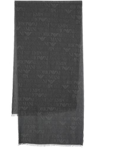 Emporio Armani Schal mit Logo-Print - Grau
