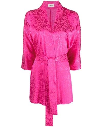 P.A.R.O.S.H. Floral-jacquard Tie-waist Jacket - Pink