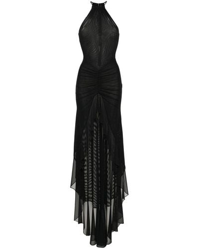 David Koma Mesh-design Maxi Dress - ブラック