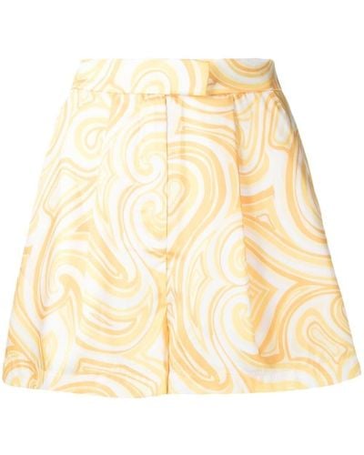 Ronny Kobo Swirl-print High-waist Shorts - Yellow