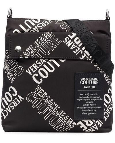 Versace All-over Logo-print Crossbody Bag - Black