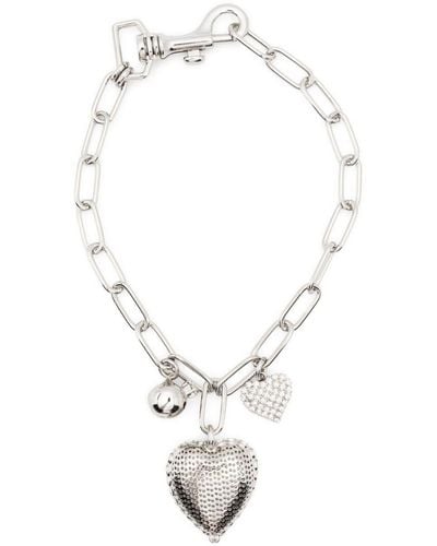 Alessandra Rich Heart-pendant Chain Necklace - White